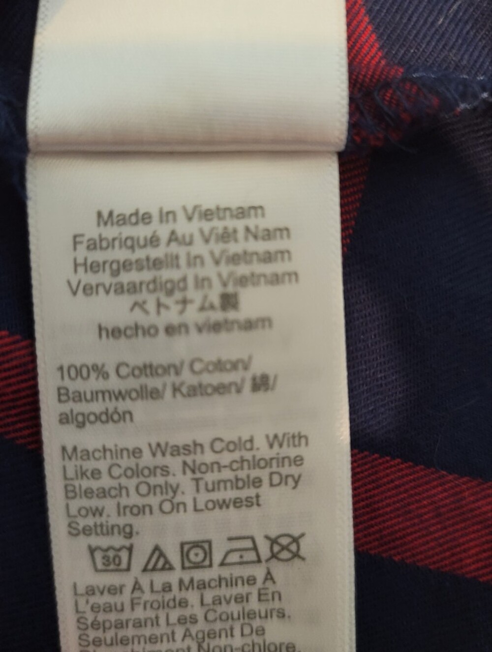 EUC J CREW Cotton Flannel Shirt Dress Navy Blue Red Plaid Preppy Women's Size 12 - Picture 12 of 12